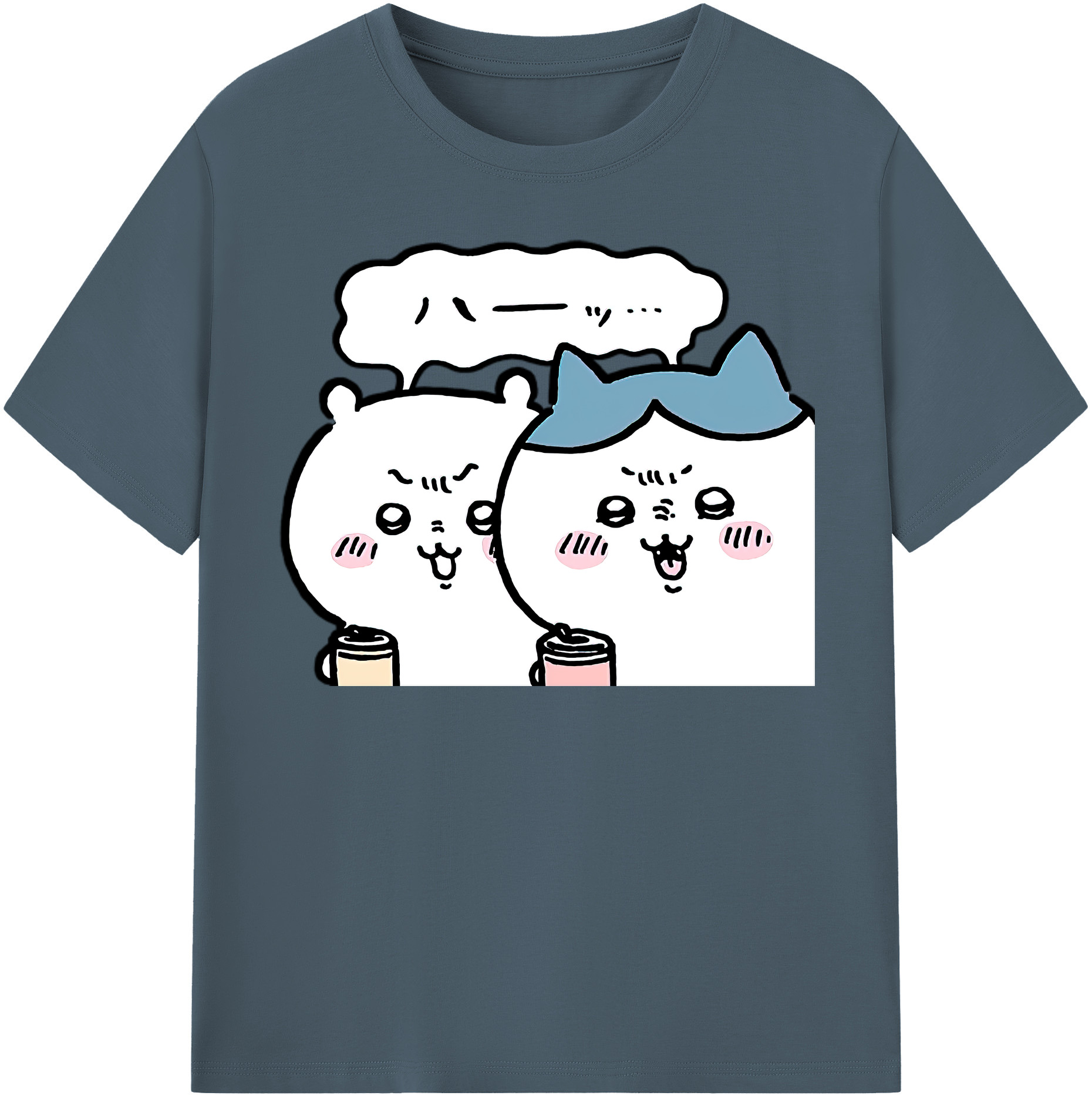 （画像用） ちいかわ ハチワレ Chii-kawa hachiware 綿100％半袖Tシャツ（フロントプリント）